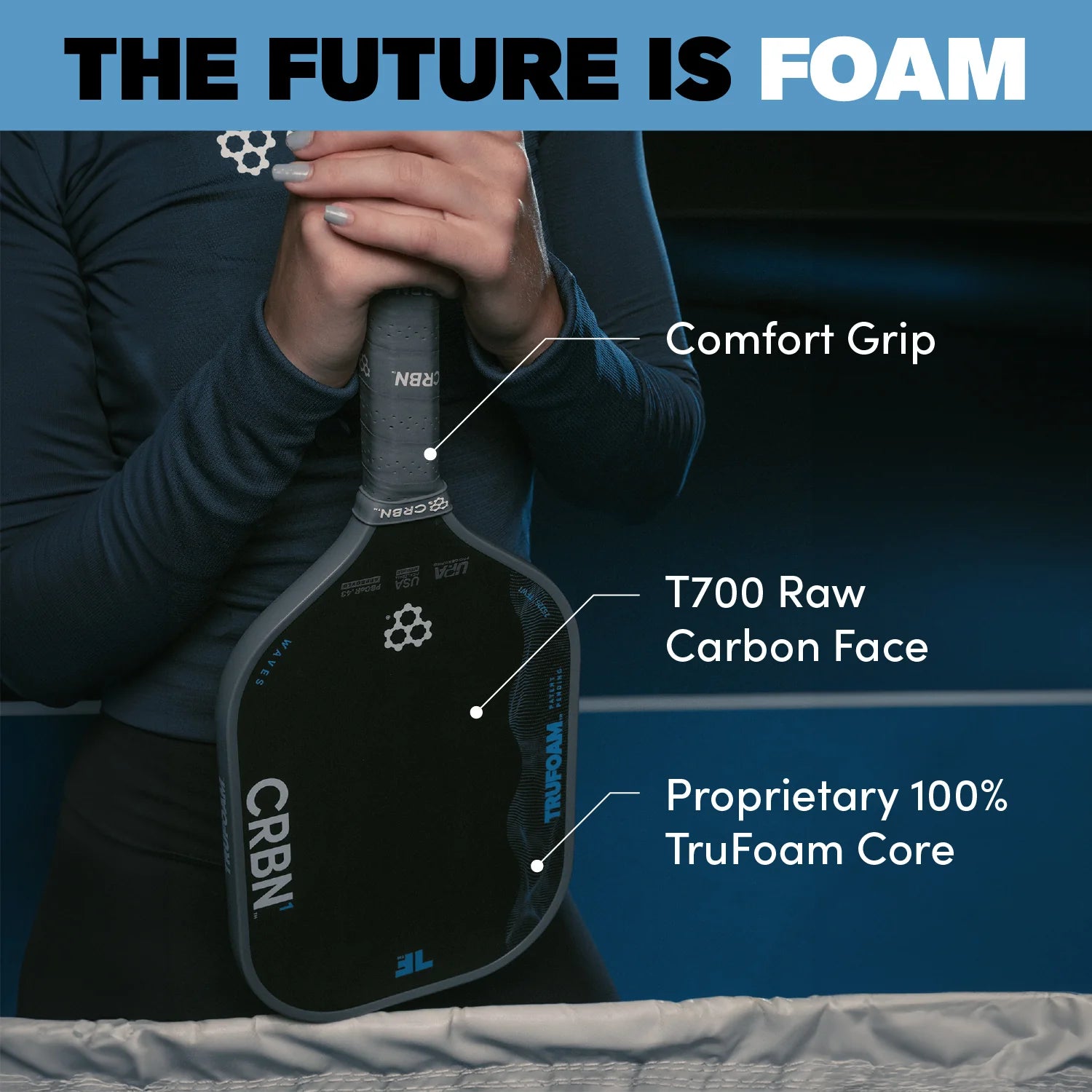 CRBN 4 TruFoam Waves (Hybrid, AeroCurve) Pickleball Paddle Pickleball Paddles 