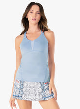 Women's Lucky in Love Triple Strap Tennis Tank w/ Bra Women's Clothing 