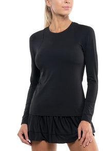 Lucky In Love Women's Breeze Long Sleeve (Fitted) Crew Tennis Tee Women's Clothing 