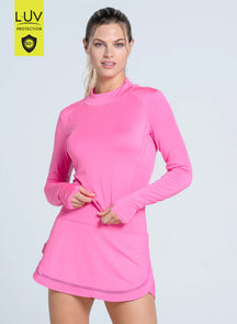 Women's Lucky in Love Mock Neck Hip Fit Long Sleeve Women's Clothing 