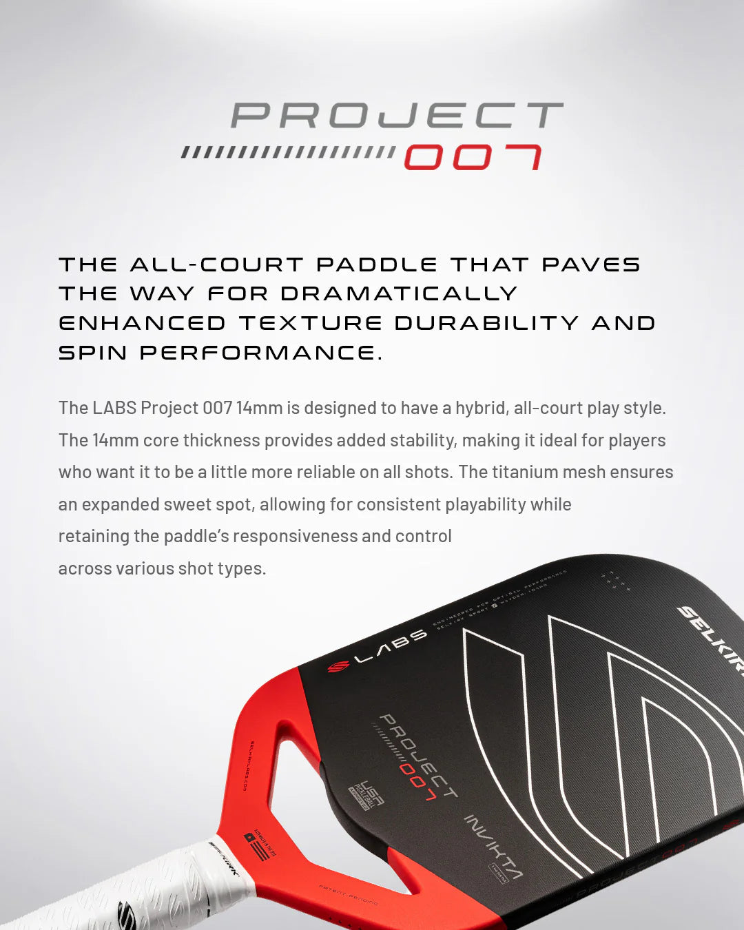 Selkirk LABS Project 007 14mm Pickleball Paddle Pickleball Paddles 
