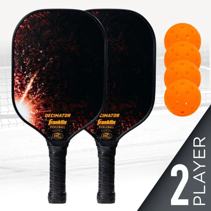 Franklin Decimator Carbon Fiber Pickleball Paddles And Balls - 2 Player Set Pickleball Paddles 