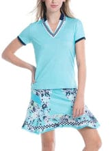 Women's Lucky In Love Geo Mod Notch Tennis Short Sleeve Women's Clothing 