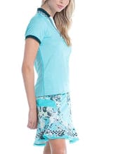 Women's Lucky In Love Geo Mod Notch Tennis Short Sleeve Women's Clothing 