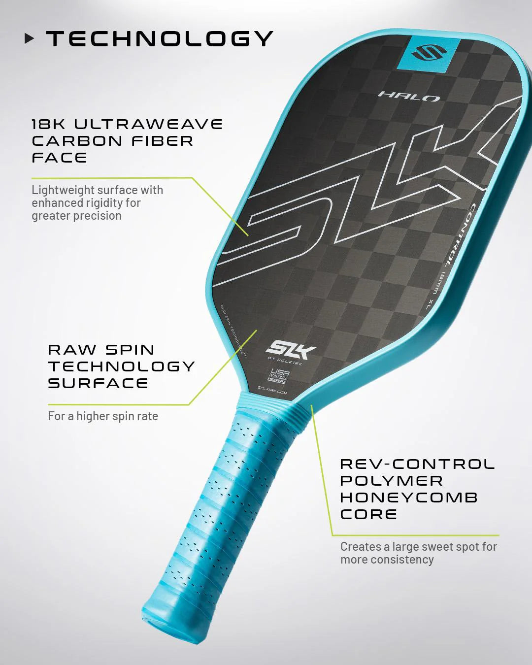 SLK Halo Control XL Pickleball Paddle Pickleball Paddles 