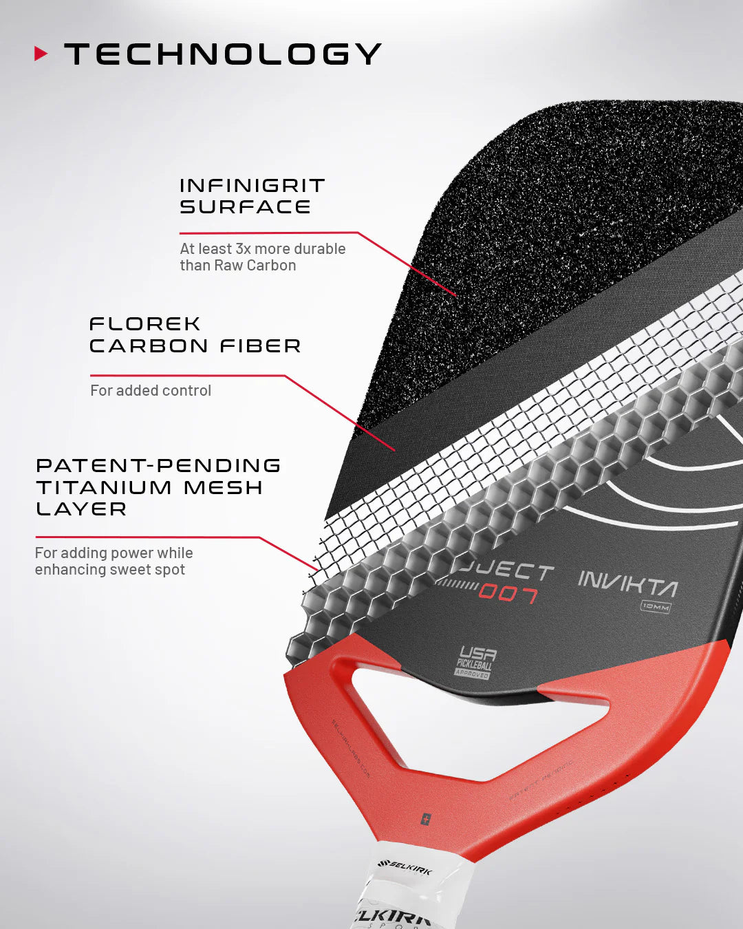 Selkirk LABS Project 007 10mm Pickleball Paddle & Soft Case Pickleball Paddles 