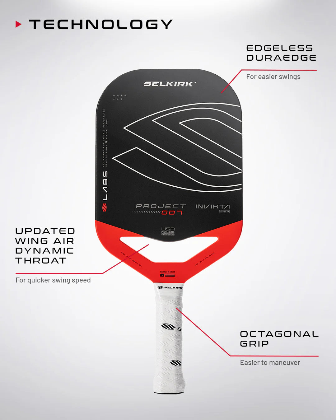 Selkirk LABS Project 007 10mm Pickleball Paddle & Soft Case Pickleball Paddles 