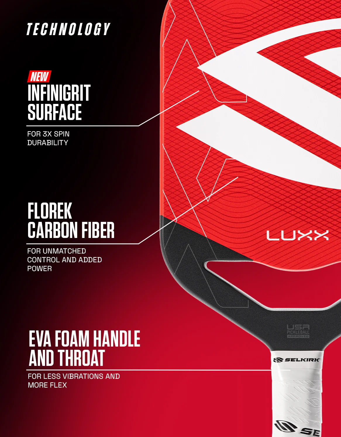 Selkirk LUXX Control Air with InfiniGrit Epic Pickleball Paddle Pickleball Paddles 