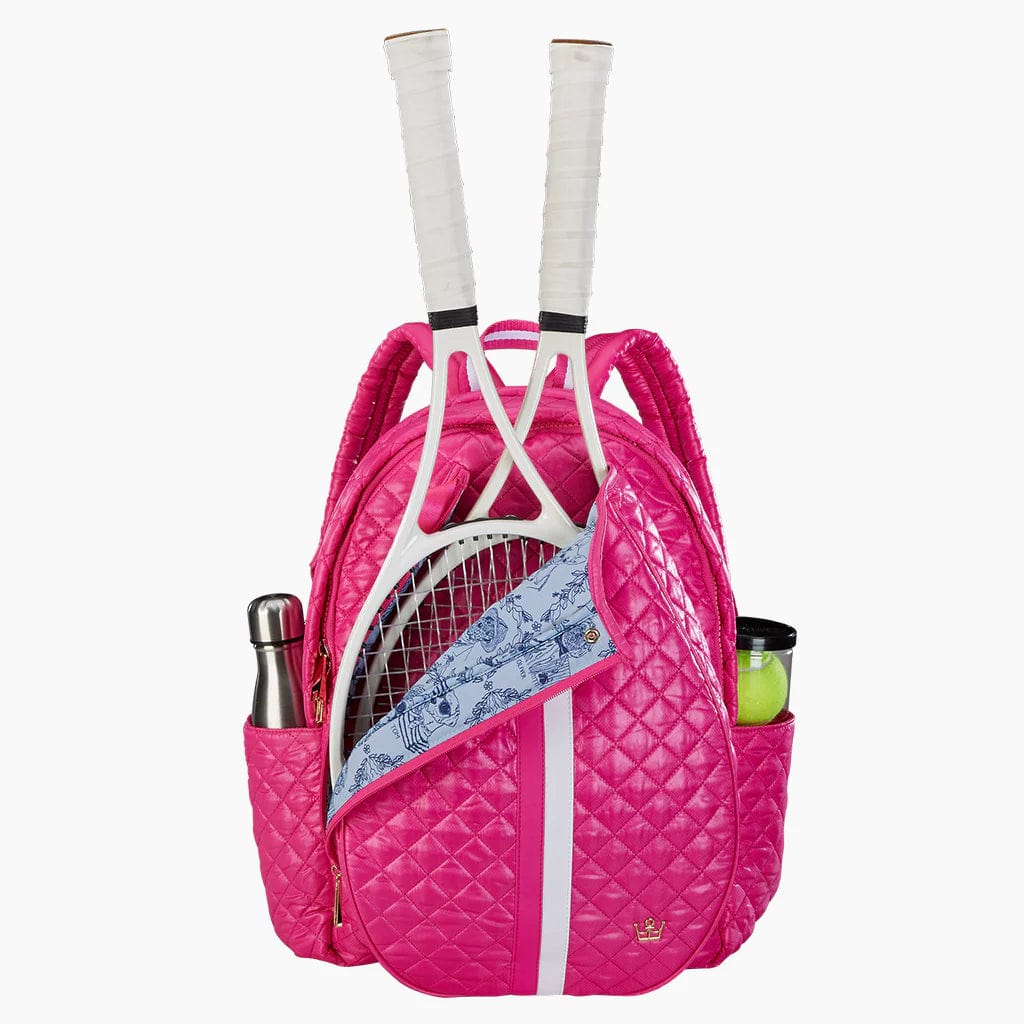 Oliver Thomas 24+7 Tennis Backpack- Fuchsia White Stripe Tennis Bags 