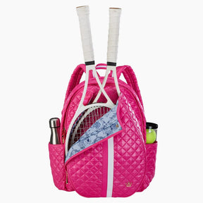 Oliver Thomas 24+7 Tennis Backpack- Fuchsia White Stripe Tennis Bags 