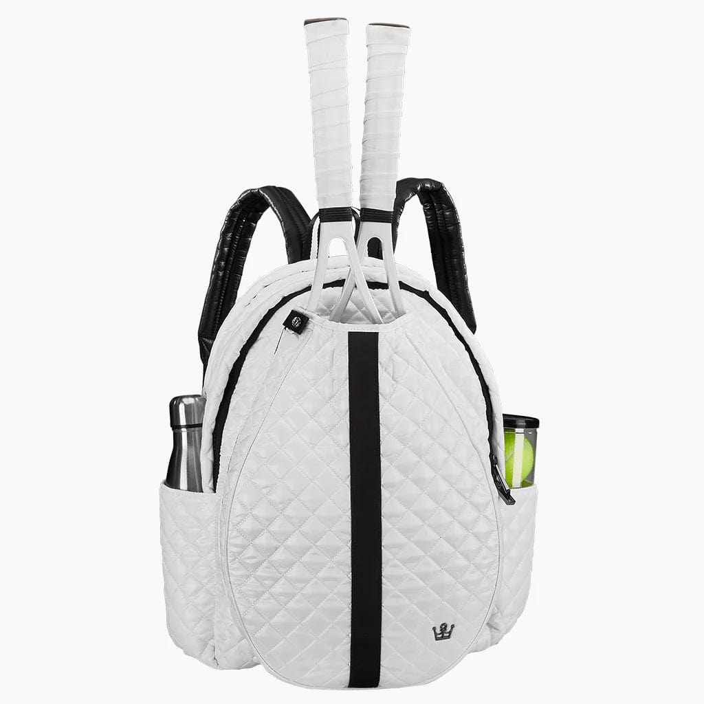 Oliver Thomas 24+7 Tennis Backpack- White/ Black Stripe Tennis Bags 