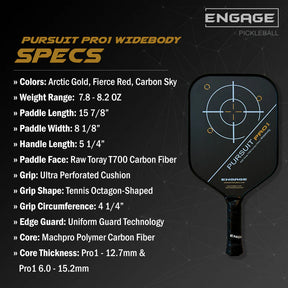 Engage Pursuit Pro1 6.0 Widebody Pickleball Paddle Pickleball Paddles 