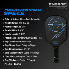 Engage Pursuit Pro1 Hybrid Pickleball Paddle Pickleball Paddles 