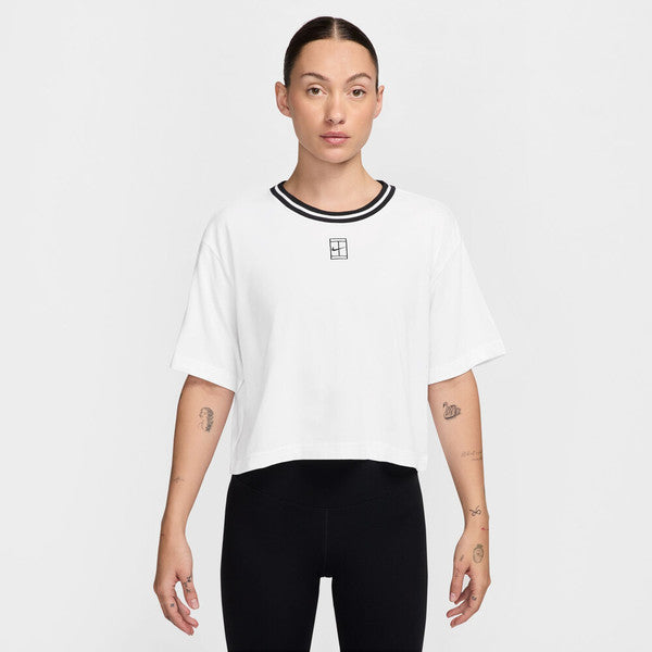 Women's Nike Court Heritage Short Sleeve Cropped Shirt Women's Clothing 