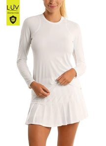 Lucky In Love Women's Breeze Long Sleeve (Fitted) Crew Tennis Tee Women's Clothing 