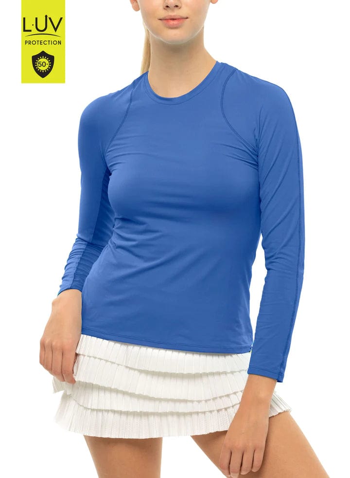 Lucky In Love Women's Breeze Long Sleeve (Fitted) Crew Tennis Tee Women's Clothing 