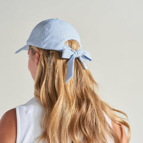 L'Oeuf Poché Seersucker Ribbon Tennis Hat Hats 