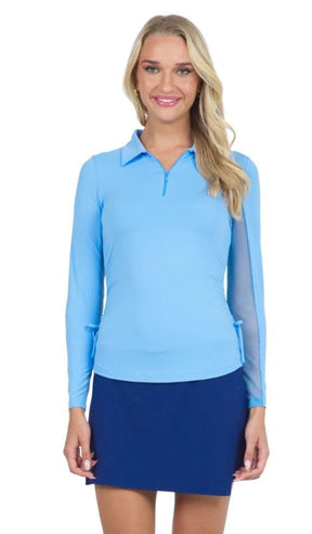 IBKUL Women's Adjustable Long Sleeve Zip Polo Women's Clothing 